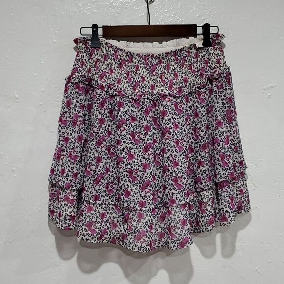 Express Tiered Ruffled Mini Skirt in Purple Floral Size M - Picture 5 of 9